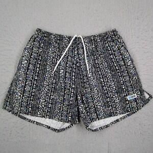 Sideout Vintage Mens Tribal Geometric Shorts Black Blue Made in USA Drawstring